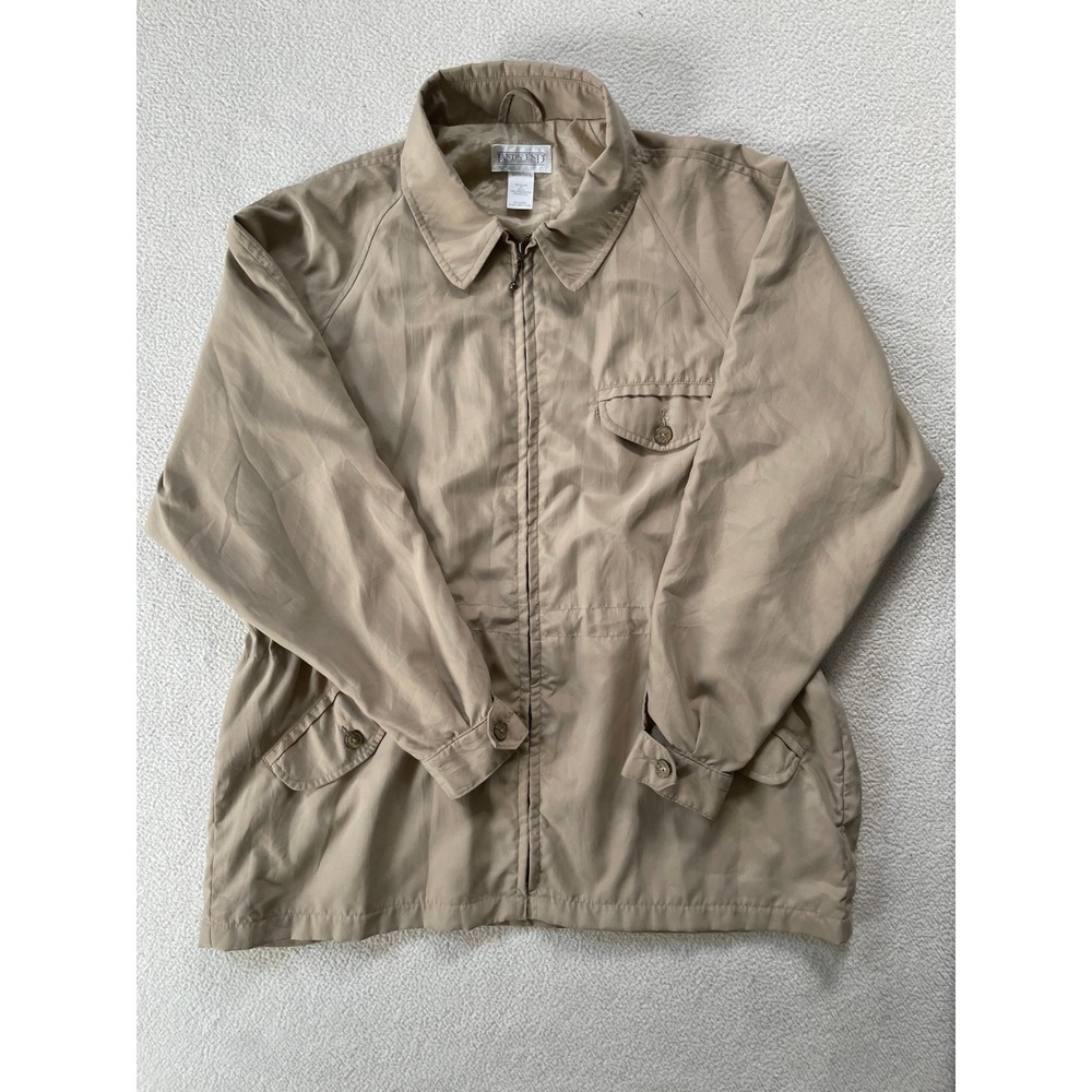 90s Vintage Made in USA Lands End Direct Merchants Jacket Womens M 10-12 Tan